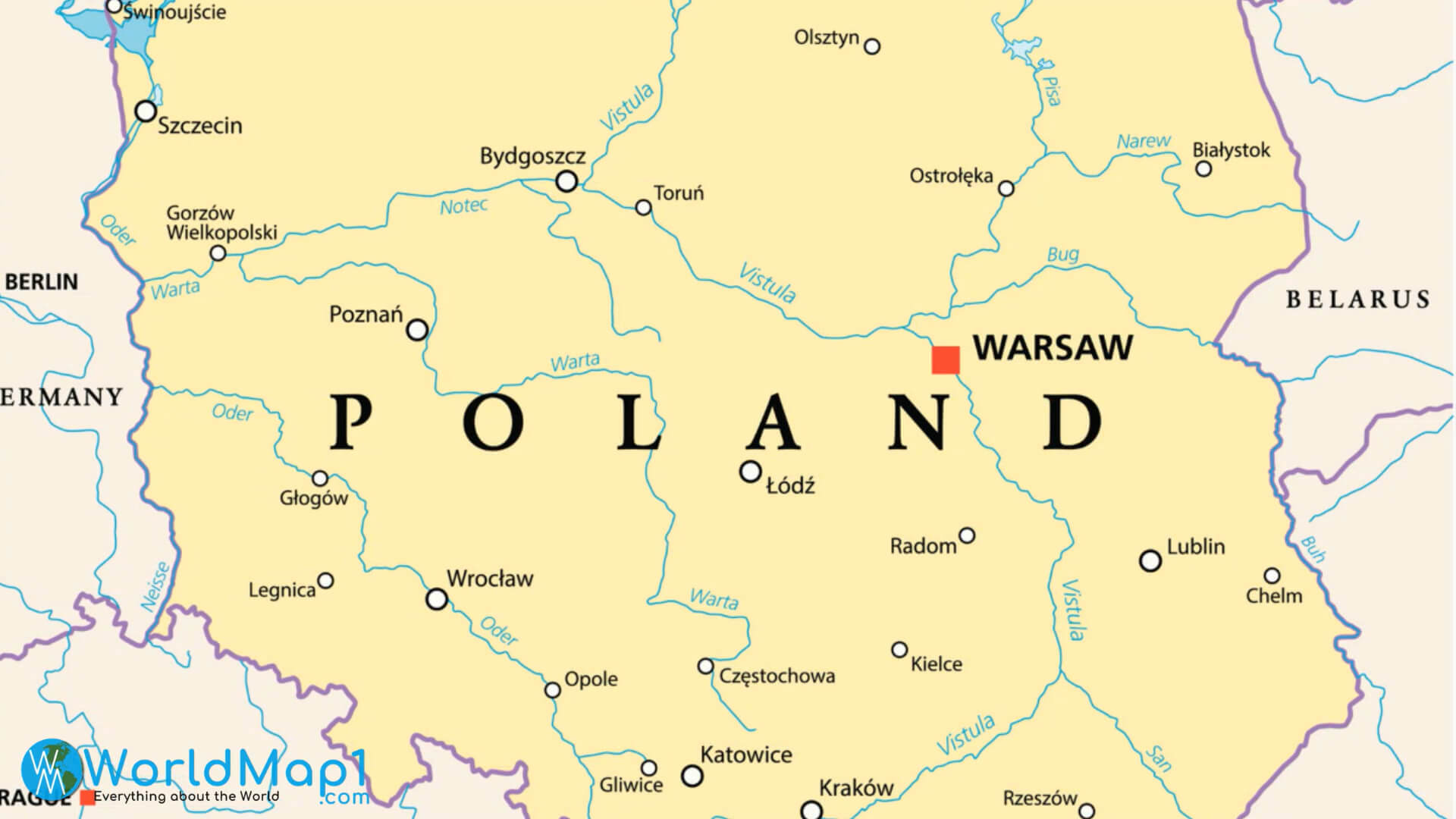 Karte der wichtigsten Städte Polens